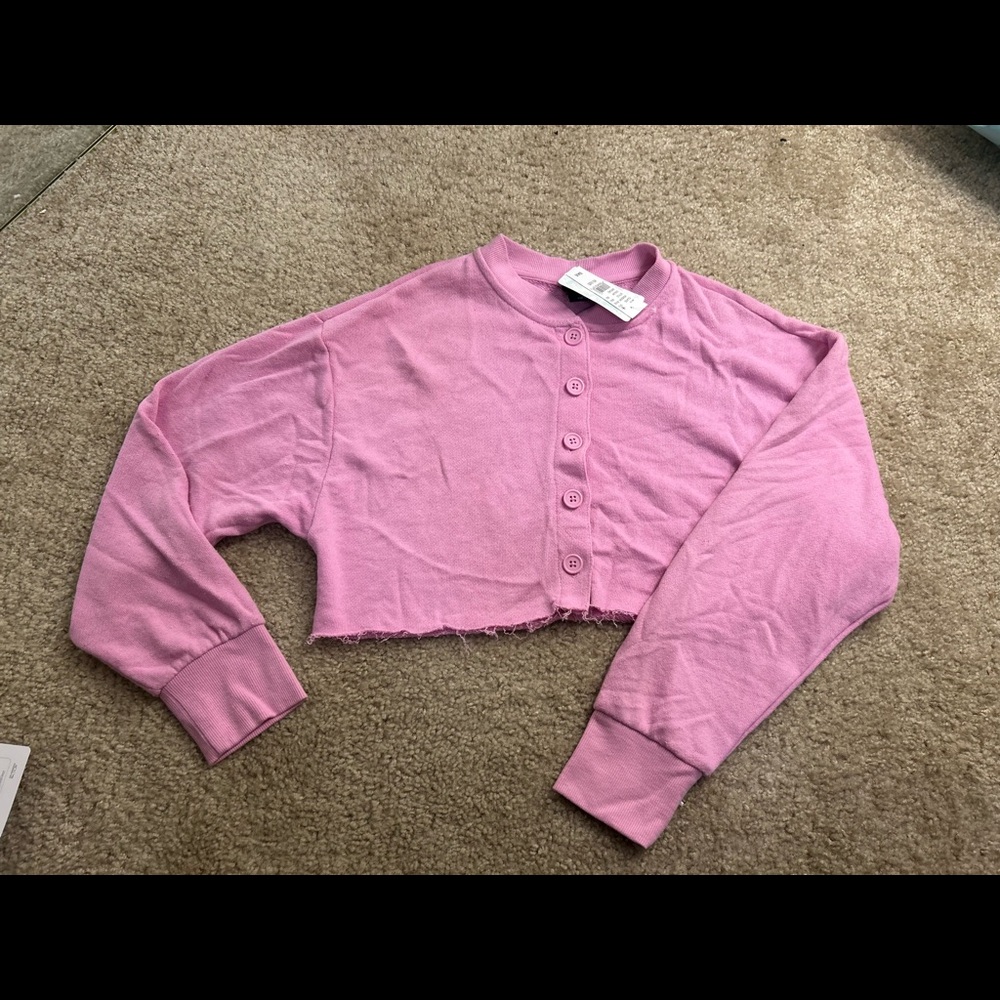 Pink cardigan crop top
